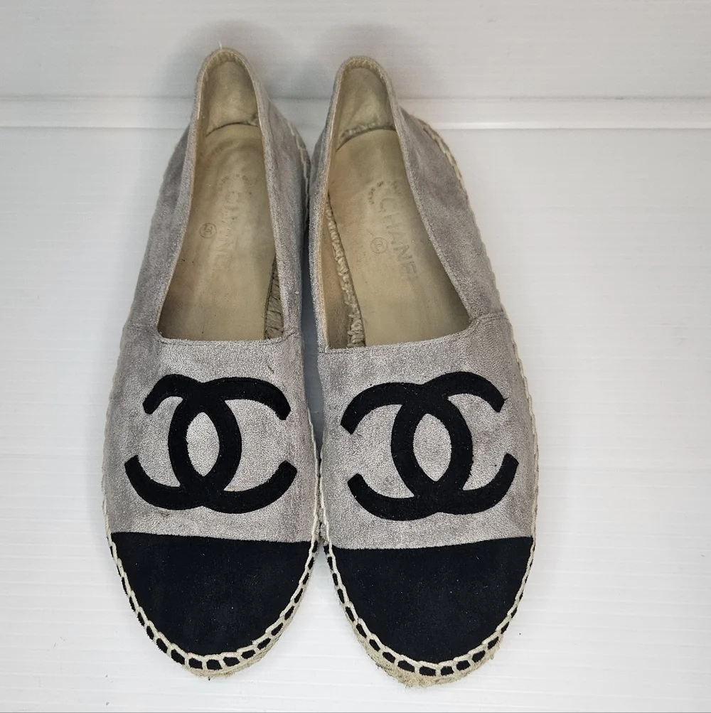 CHANEL Black and Gray Espadrilles Size  40
